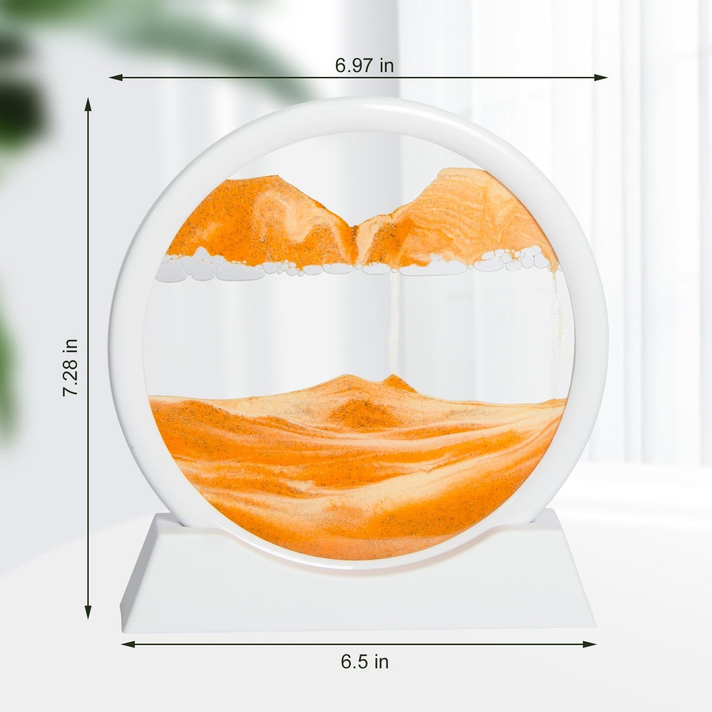 KUILONGT 3D Dynamic Sand Art Liquid Motion 6.97 Inch Khaki Moving Sand Art for Desktop Home Office Decor Relaxing Kinetic Sandscapes with Flowing Design(Khaki)