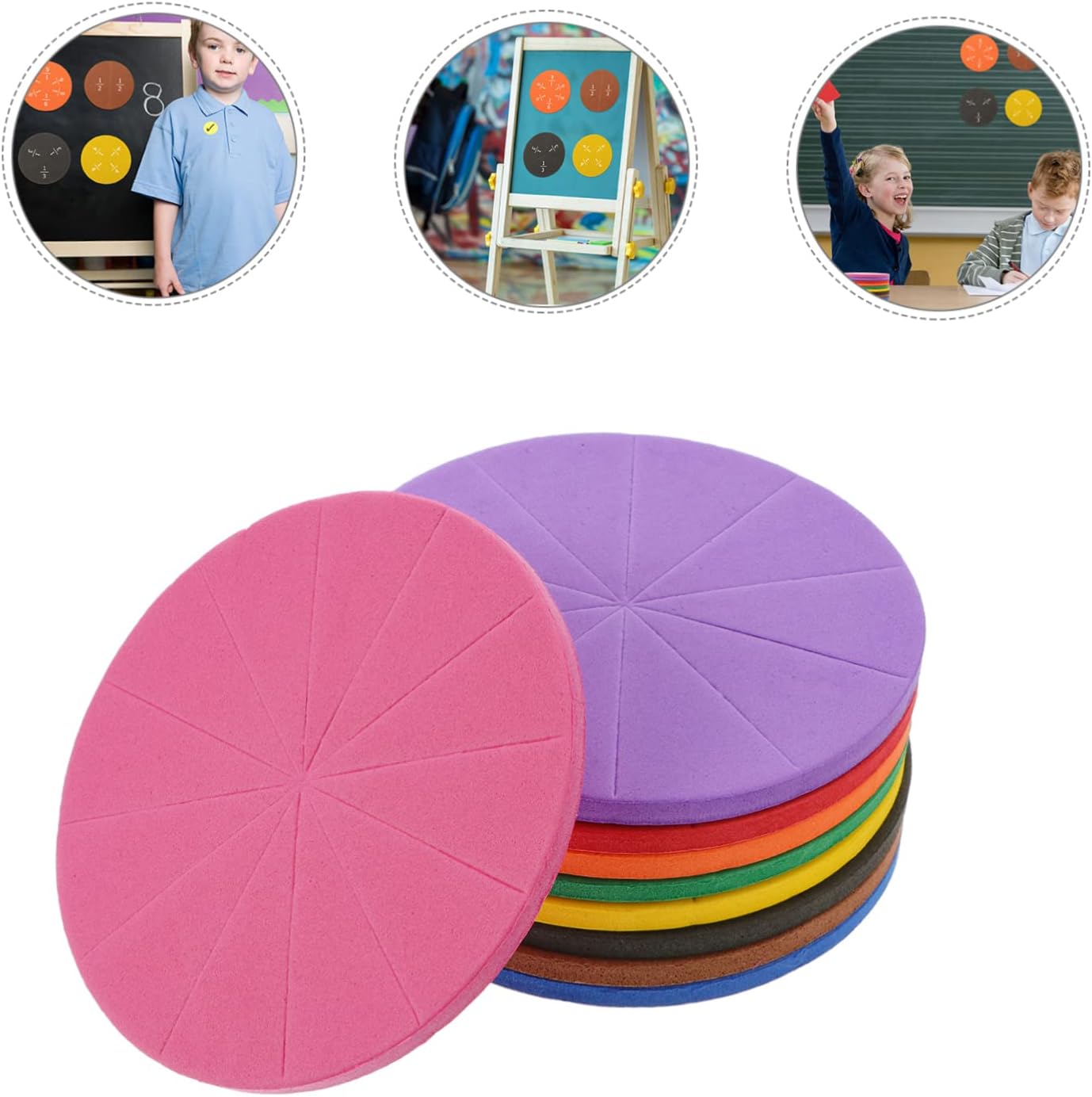 DOITOOL 1 Set Eva Fraction Circles for Educational Math for Learning Fractions School Engaging Early Educational Plaything