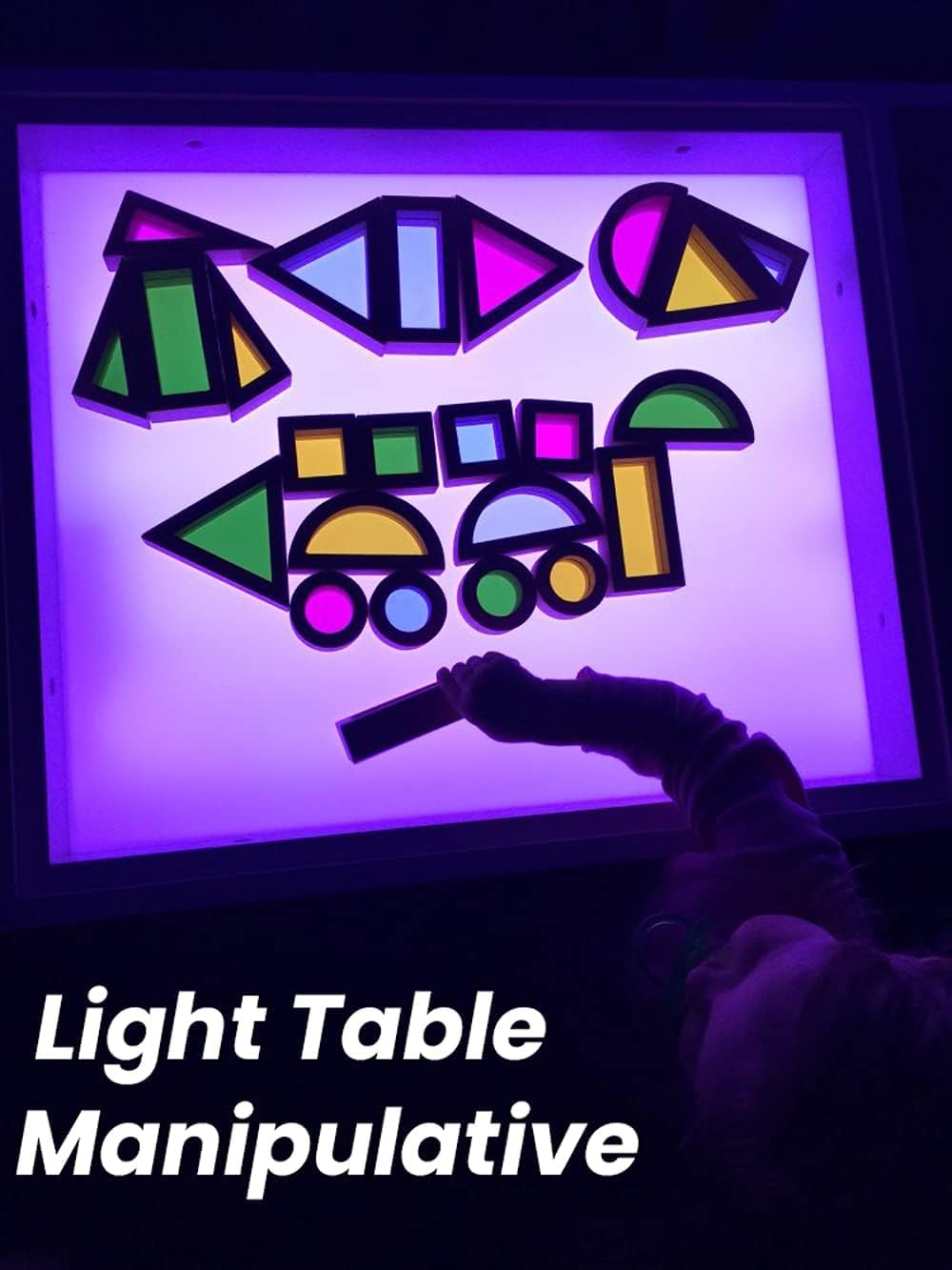 BOHS Rainbow Sensory Blocks (24 pcs) - Wooden Toys for Toddler Gift- Play on Light Table/Sunny Window