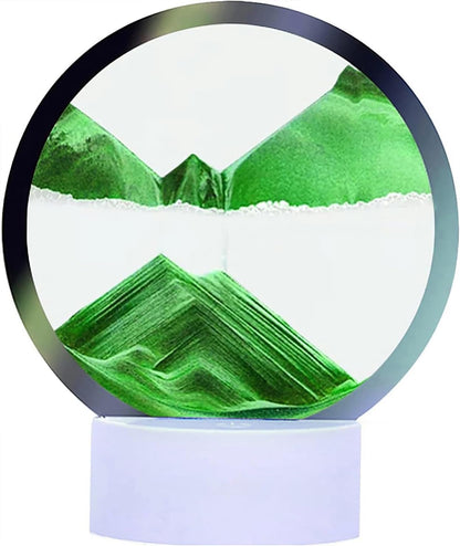 Moving Sand Art Picture Round Glass 3D Deep Sea Sandscape in Motion Display Flowing Sand Frame, Large Desktop Art Toys, Home & Office Desktop Decorations(Black, RC-Crotrol)