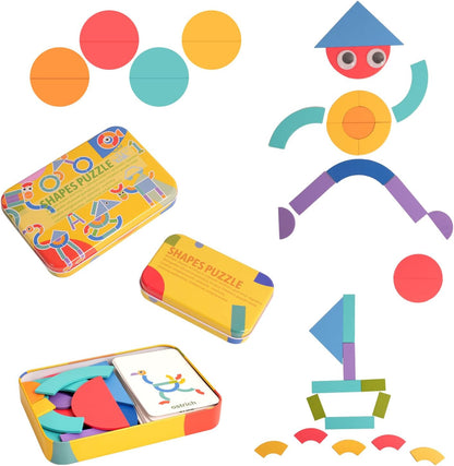 Wooden Tangrams Pattern Blocks, Cognitive Difficulties for Elderly People, Brain-Boosting Crafts Activities for Elderly（Elephant Style）
