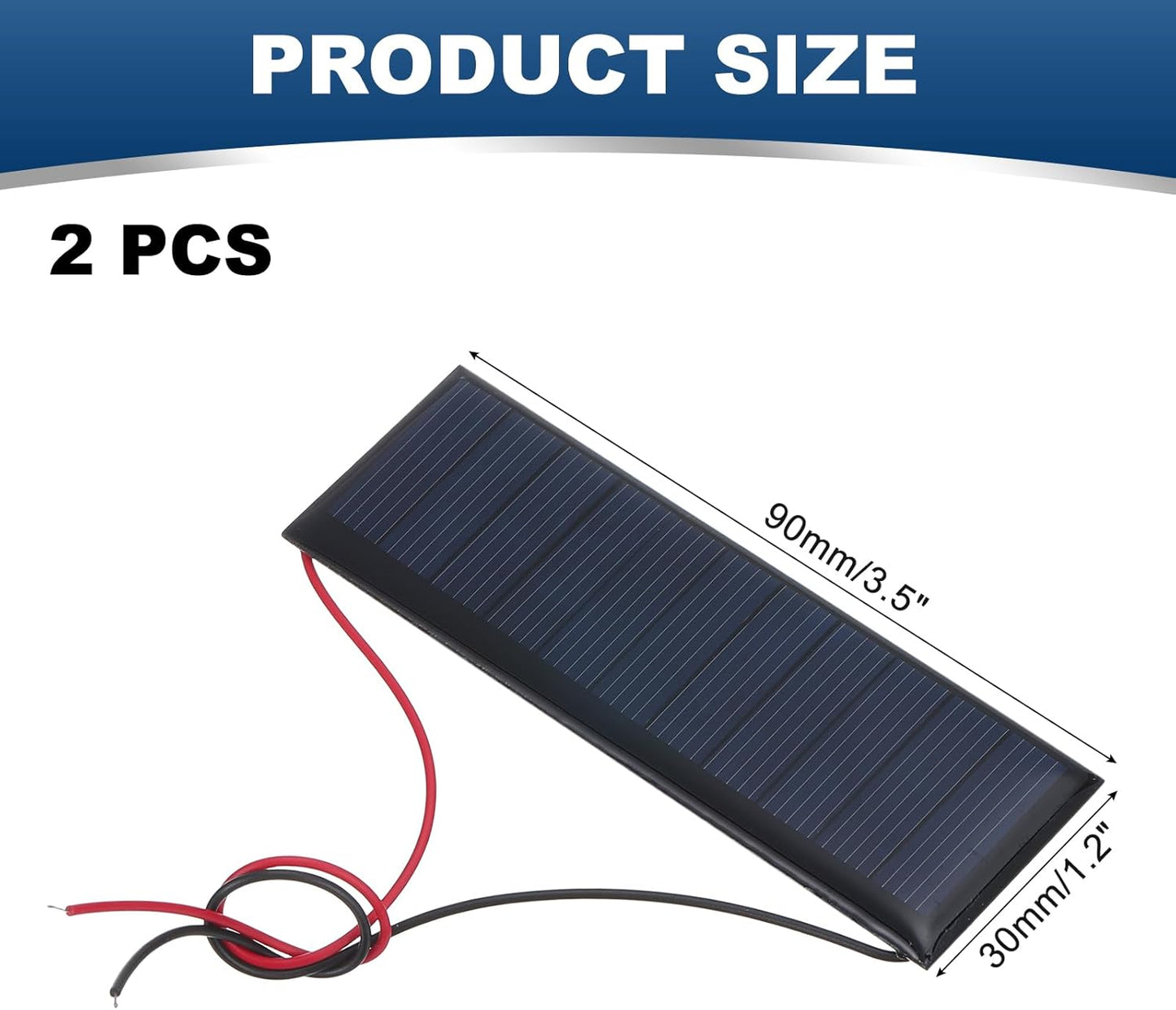 MECCANIXITY 2 Pcs 5.5V 0.44W 70mA Mini Solar Panels, Small Polycrystalline Solar Cell Panel with 2 Cable for DIY Electric Toy Materials Kits Charger, 60mm x 60mm