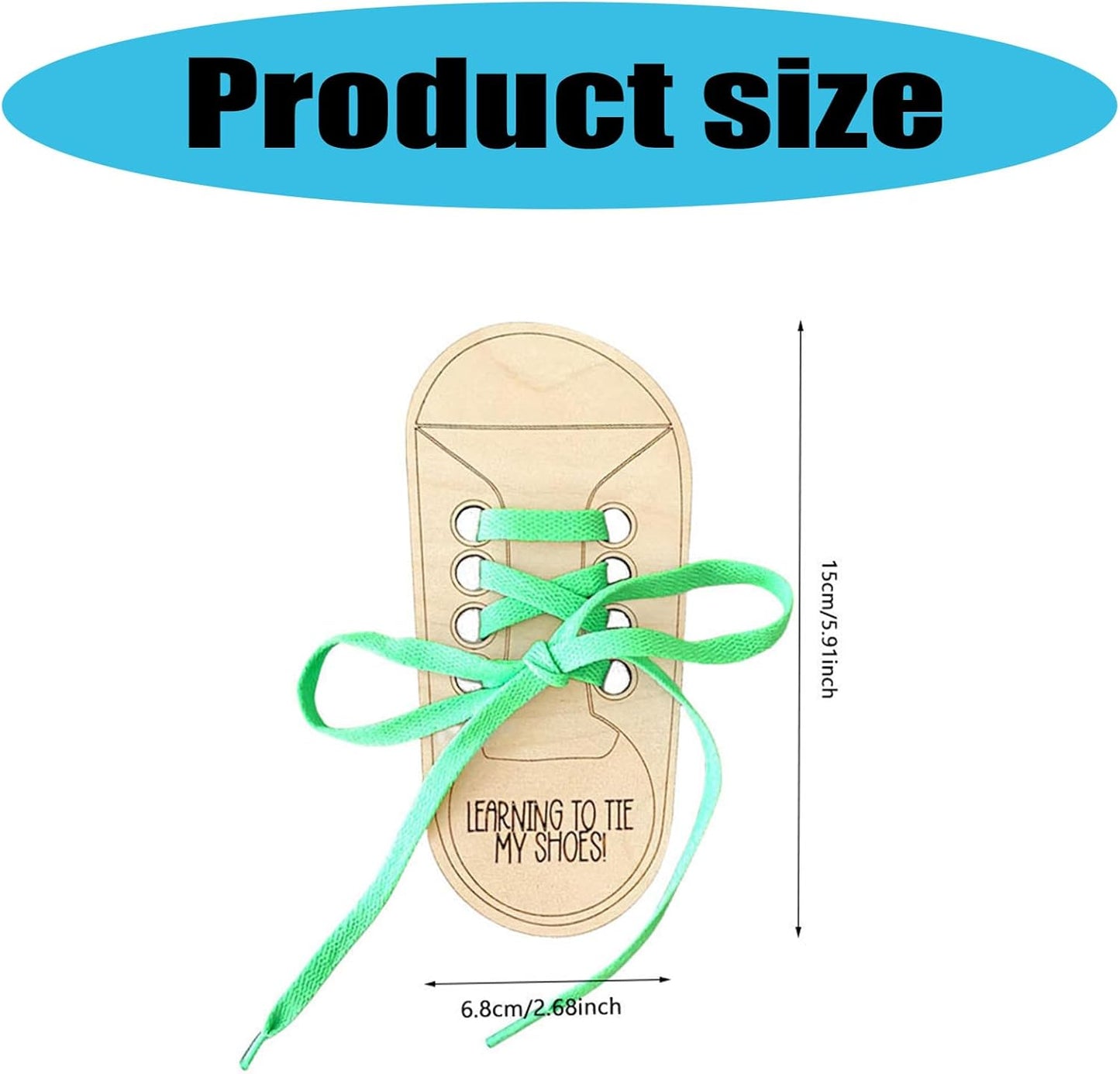 Portable Wooden Lacing Shoe Toy with Colorful Shoelace Tying Practice Board for Parent Skill Development Wooden