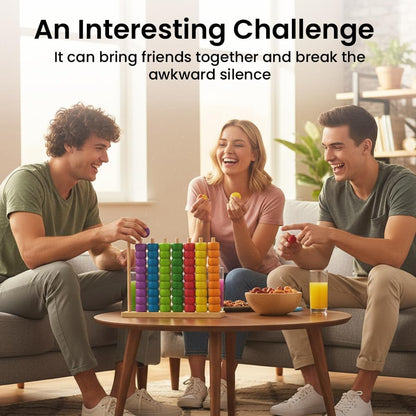 Color Matching Stacking Puzzle Game, Wooden Color Match Challenge Game Fast Color Stack Challenge Ring Stack Puzzle with Racks and Rings, Tabletop Brain Teaser for Family Friend Friendly Fun (#B)