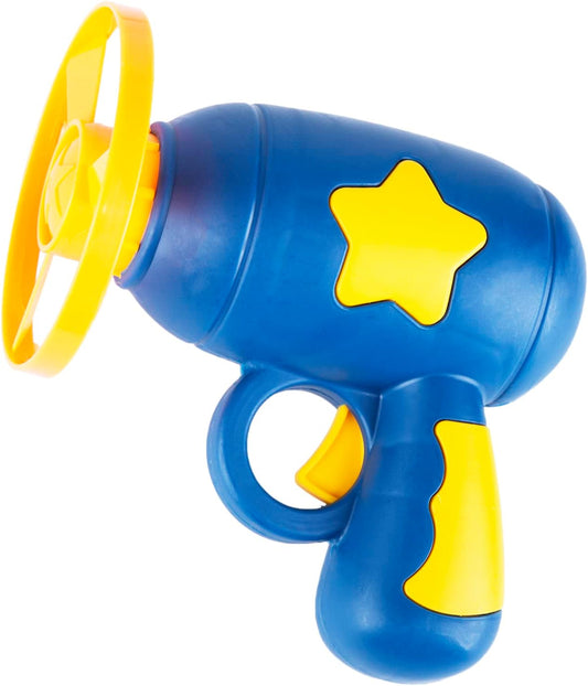 Berry President Flying Saucer Toy, Flying Disc Launch Playset with Rotating Flash Light, Indoor Outdoor Twist Shoot Toy for Kids Aged 3 Years Old & Up (Yellow)