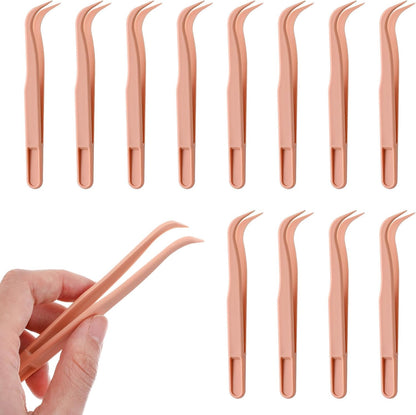 Ymapinc 12 Pcs Plastic Tweezers for Crafting, Bead Craft Tweezers, Plastic Tongs, Art Tweezer for Jewelry Making,Crafts & Baking