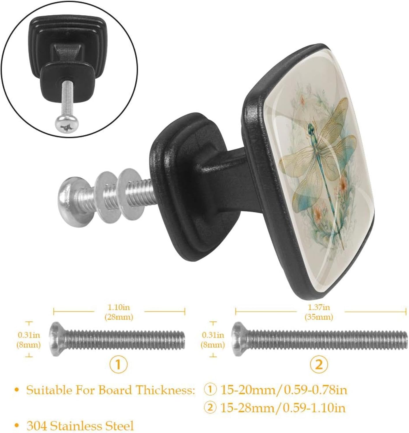 4 Pack Cabinet Knobs Drawer Pulls, 30mm Round ABS Glass Drawer Hardware Growing Purple Butterflies Cabinet Handles with Screws for Dressers Kitchens Cupboard