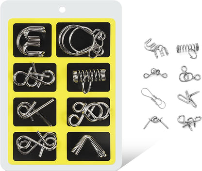 Metal Brain Teaser Puzzles Ring Educational Toys, Steel IQ Games Physics Mind Metal Puzzles for Adults, Unlock Interlock Game, Brain Teaser Puzzle for Party Favor Kids (A+B+C)