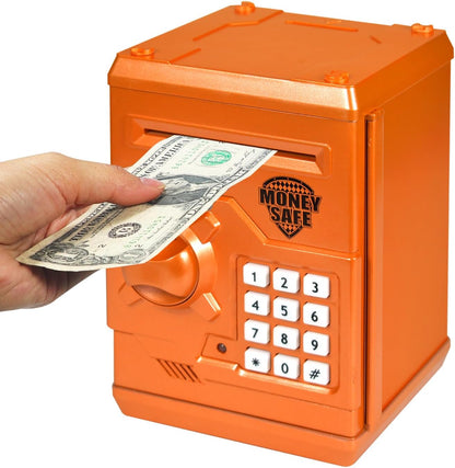 Mini ATM Piggy Bank ATM Machine Best Gift for Kids,Electronic Code Piggy Bank Money Counter Safe Box Coin Bank for Boys Girls Password Lock Case (Rose Gold)