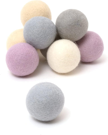 Glaciart One Felt Balls, Felt Pom Poms (5 Pieces) 4 Centimeters - 1.6 Inch, Handmade Felted 5 Vibrant Colors Wool Balls for Cats, Felting and Garland