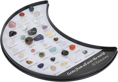 Pssopp Rock Stone Collection Kit, Minerals Educational Science Kit for Kids with Transparent Display Box, Great Rock Collectors and Geology Enthusiasts (Type 4)