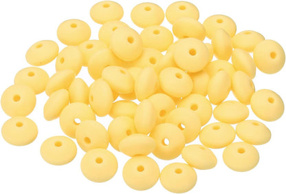 PATIKIL 14mm Silicone Beads, 60PCS Silicone Beads Bulk Abacus Spacer Beads Lentil Focal Cute for Pens Keychain Bracelets Necklace, Black