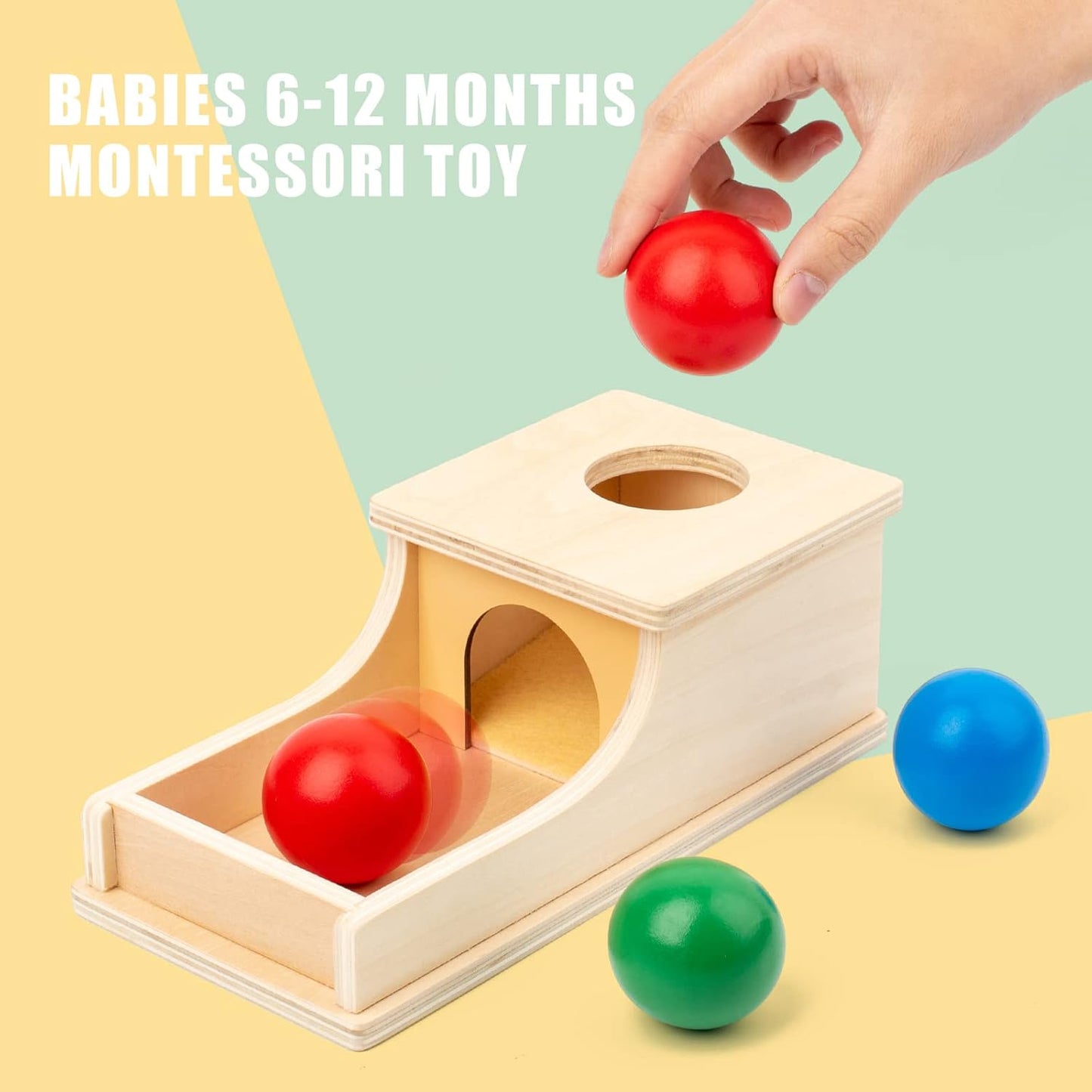 Busy edition Montessori Toys for Babies 6-12 Months Object Permanence Box Wooden Ball Drop Toy Play for 6 Month 1 2 3 Year Old Toddlers Infant Early Age Toy