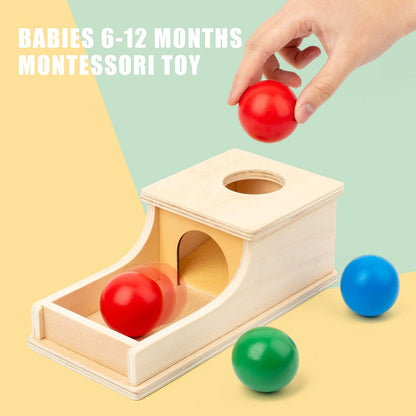 Busy edition Montessori Toys for Babies 6-12 Months Object Permanence Box Wooden Ball Drop Toy Play for 6 Month 1 2 3 Year Old Toddlers Infant Early Age Toy
