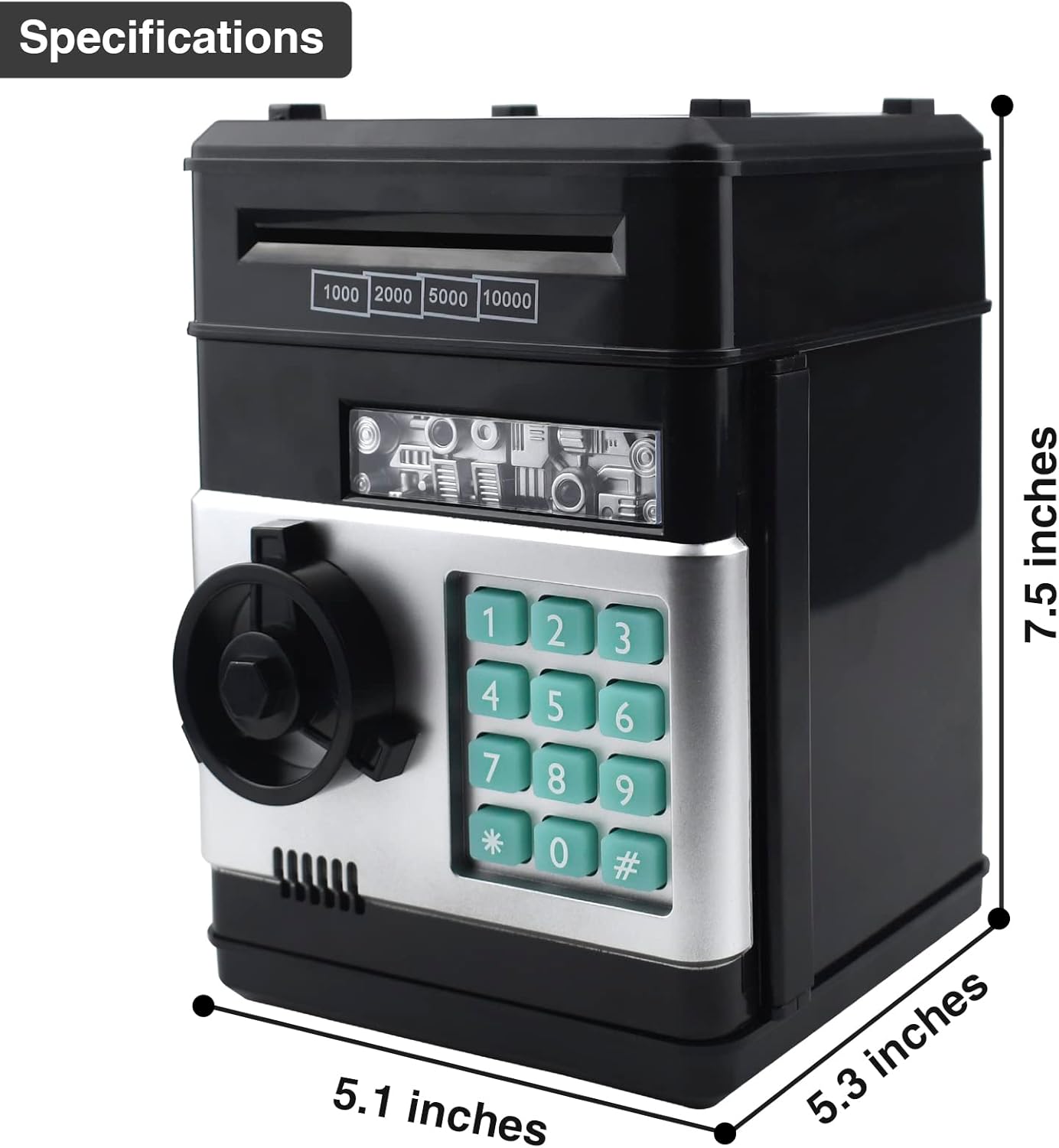 Piggy Bank Electronic Mini ATM for Kids Baby Toy, Safe Coin Banks Money Saving Box Password Code Lock for Children,Boys Girls Best Gift (Silver)