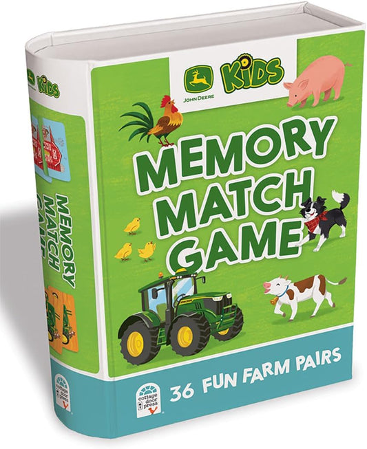 Cottage Door Press John Deere Memory Matching Game for Kids Ages 3+ 72 Large Thick Cards Including Farm Animals and Tractors in a Sturdy Compact Box