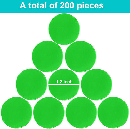 Coopay 200 Pieces 10 Colors 1-1/5 inch Plastic Learning Counters Disks Bingo Chip Counting Discs Markers for Math Practice and Poker Chips Game Tokens