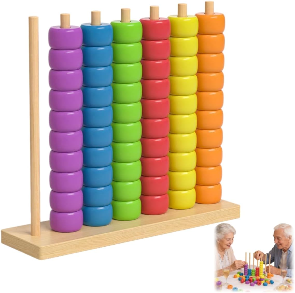 Adult Color Stack Attack Challenge Game，Color Pile Up Challenge for 2 Players| Competitive Tabletop Brain Teaser for Family Game Night| Stack Solve Set with Racks,Rings,Cards (1)