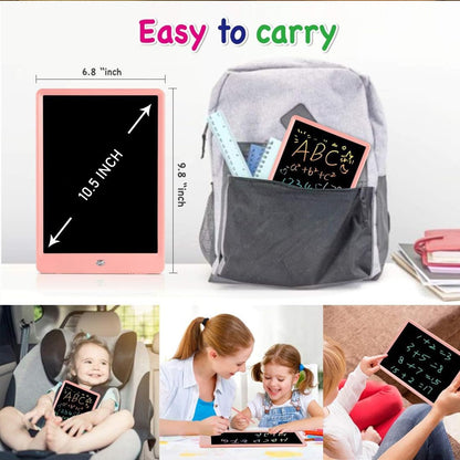 Kids LCD Writing Tablet, 10.5 Inch Colorful Electronic Board Drawing Pad, Electronic Erasable Doodle Tablet for Boys Girls Gifts for Toddler Educational Travel Birthday(Pink)
