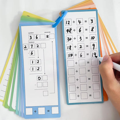 0-12 Multiplication Table Cards Kit, Self-Check Multiplication Flash Cards + 2 Dry Erase Pens for Interactive Math Learning, Ideal Home & Classroom Learning Tool for Kids & Teachers