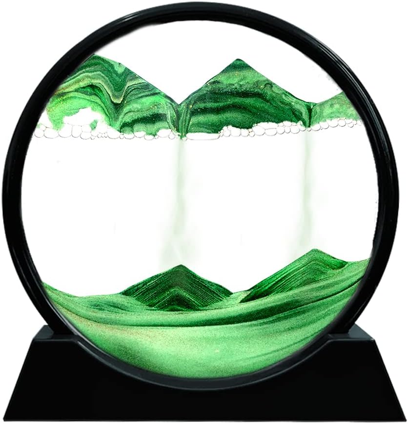 Muyan Moving Sand Art Picture Sandscapes in Motion Round Glass 3D Deep Sea Sand Art for Adult Kid Large Desktop Art Toys (Purple, 7 Inch)
