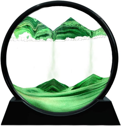 Muyan Moving Sand Art Picture Sandscapes in Motion Round Glass 3D Deep Sea Sand Art for Adult Kid Large Desktop Art Toys (Purple, 7 Inch)