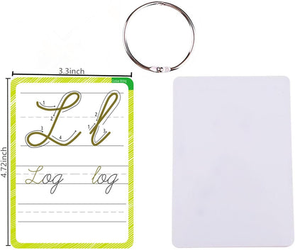 English Letters Cursive Flashcards, Uppercase&Lowercase Cursive Letter Tracing Practice, Montessori Cursive Handwriting Alphabet Flashcard, for Homeschool&Classroom Visual Wall Cards,Teacher Tool
