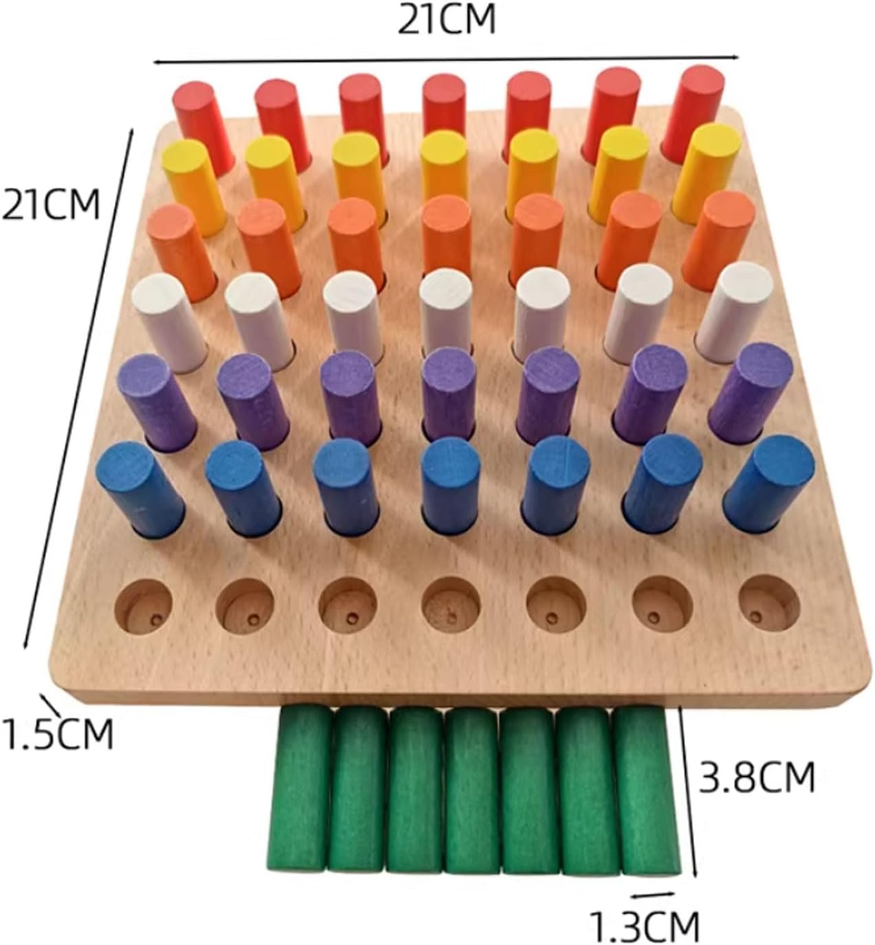 Montessori Wooden Cylinder Peg Set, Sensory Integration Training Fine Motor Toy for Toddlers 2-4 Years,B