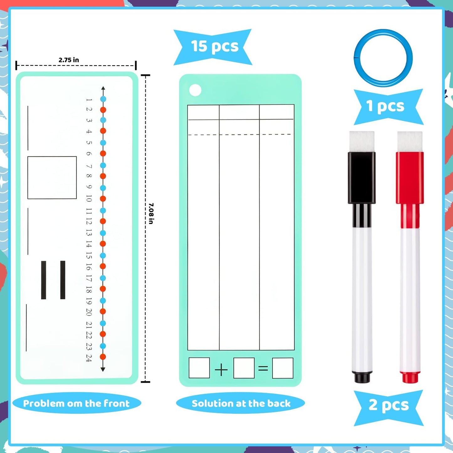 15Pcs Multiplication Flash Cards 0-12, Time Table Flash Cards Chart with 2 Dry Erase Pens 1 Rings, Educational Math Multiplication Chart for 1st to 3rd Grades Fun Learning with Math Game