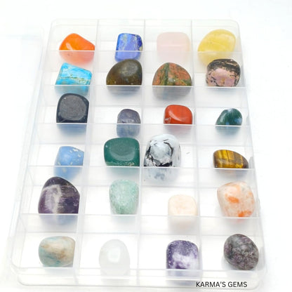 24 Polished Tumble, Rock and Mineral Collection, Crystals and Rock Collector Gifts, Rock and Crystal Kit