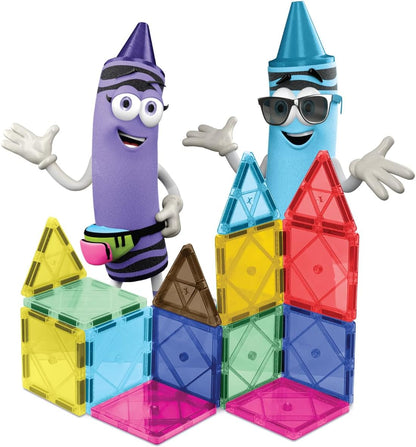 CreateOn Crayola Magnetic Tiles, Building Set for Kids, Magnetic Toys for Kids, Travel Toys, Classroom Sensory Toy Blocks, STEM & Montessori Tools for Boys & Girls Ages 3+, 14-Piece Set (Glitter)