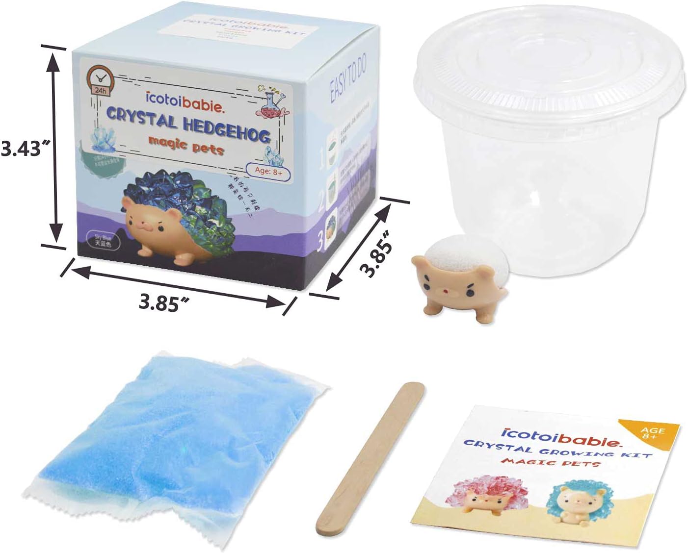 Crystal Growing Toys for Kids - Vibrant Colorful Crystal Hedgehog to Grow,Science Experiments Learning and Education for Kids STEM Gifts for Boys & Girls 8 Years + (Moss Green)