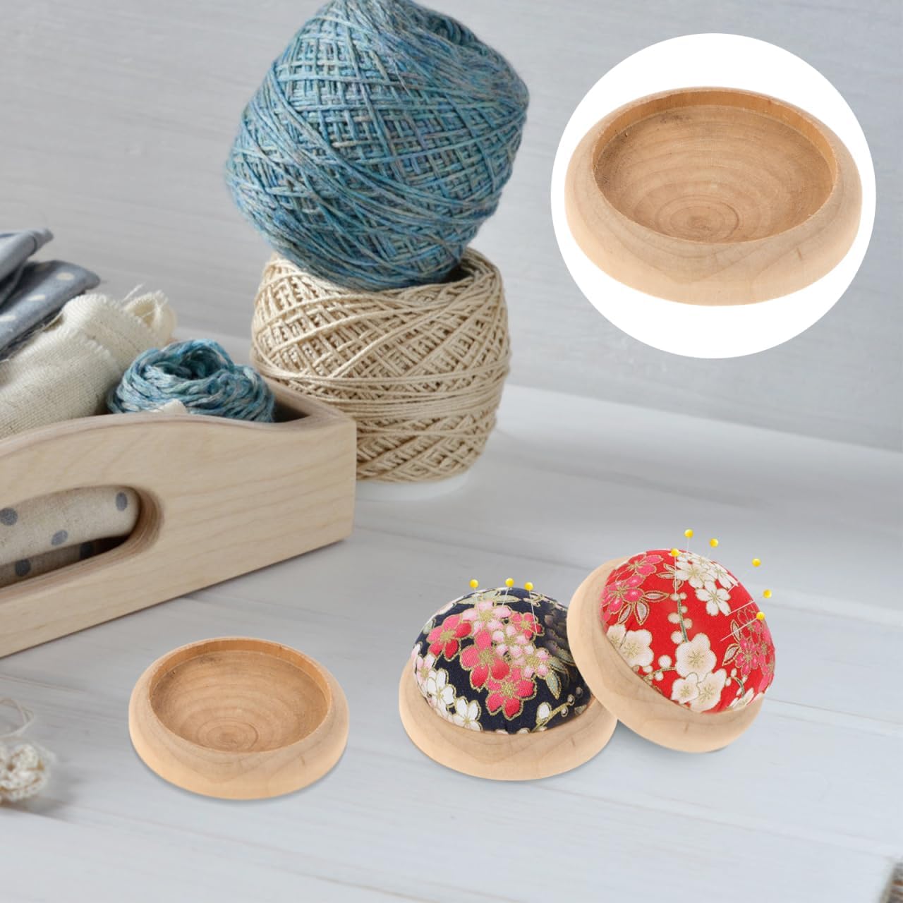 Yardwe 10 Pcs Solid Wood Bases 2.75 Inch Unfinished Round Wooden Base for Diy Needle Cushion Pin Cushion Stand and Miniature Artware Display