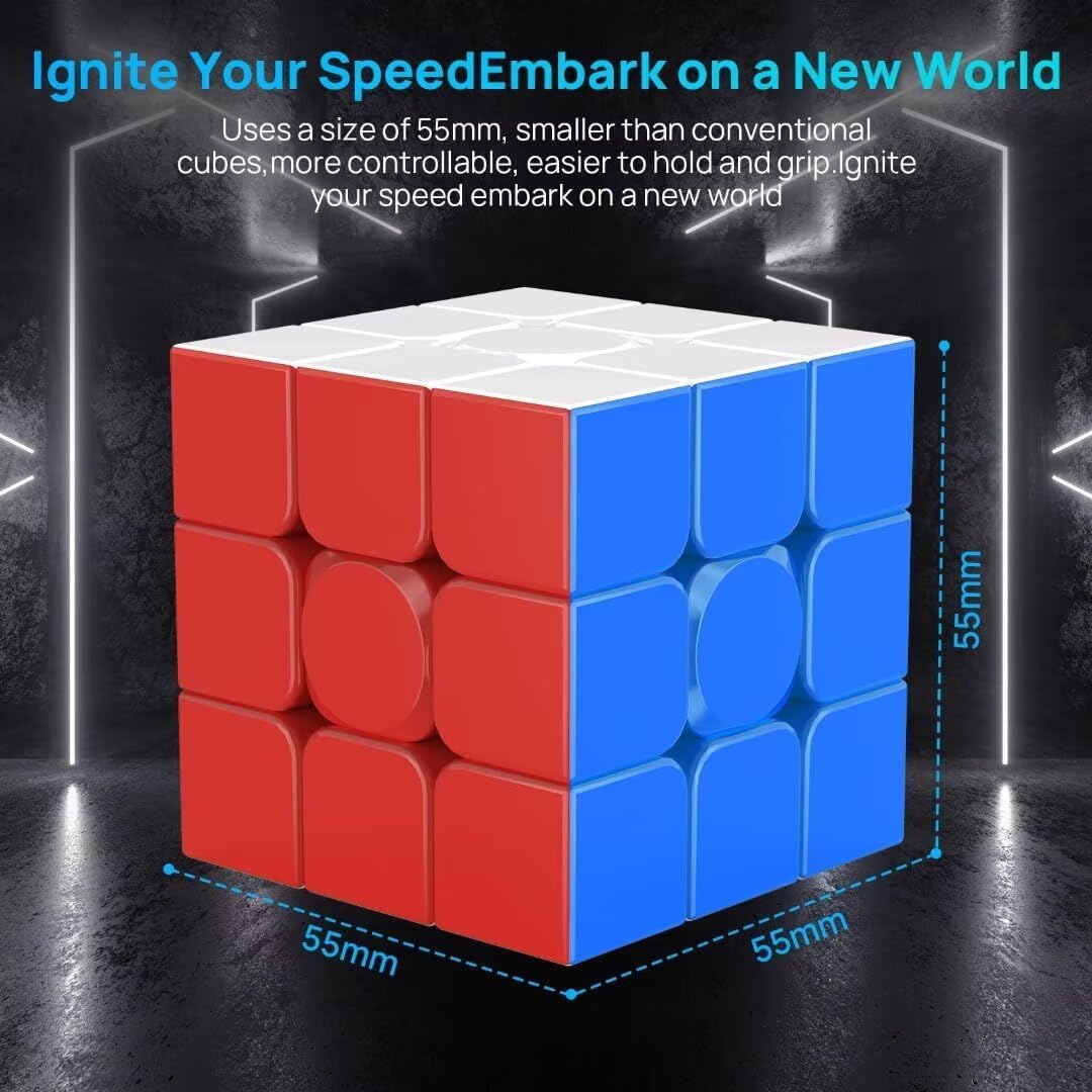 3x3 Speed Cube Stickerless with Stand & Tutorial: Problem-Solving Brain Teaser, Easy Turning Sensory Puzzle Toy Easter Gift Basket Stuffers for Boys 6-12, STEM Educational