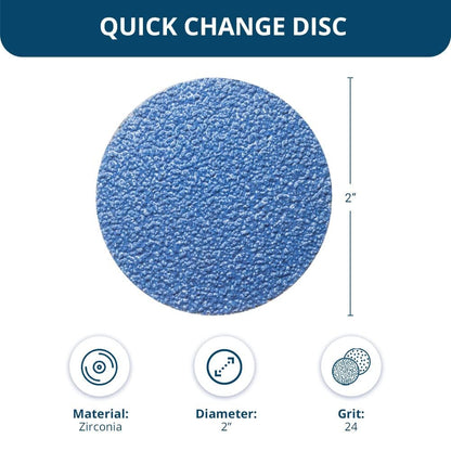 Benchmark Abrasives 2 Inch Sanding Discs Quick Change Zirconia - Male R Type Backing Drill & Die Grinder Sanding Disc for Deburring Polishing Rust Remover for Metal Paint Stripper (25 Pack), 36 Grit