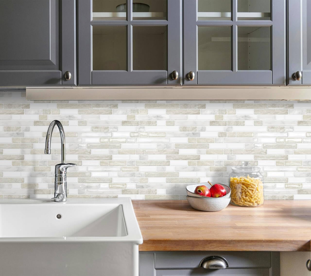 Thick Green Peel and Stick Tile Backsplash 12"x12" Self Adhesive Wall Marble Tiles for Kitchen (10-Sheet)