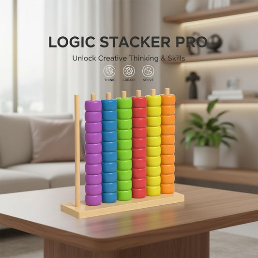 Wooden Color Match Challenge Game: Fast-Paced Rainbow Ring Stacking Puzzle Game for Learning & Sorting Color - Competitive Tabletop Brain Games for Family Fun and Strategy Lovers (1PCS)