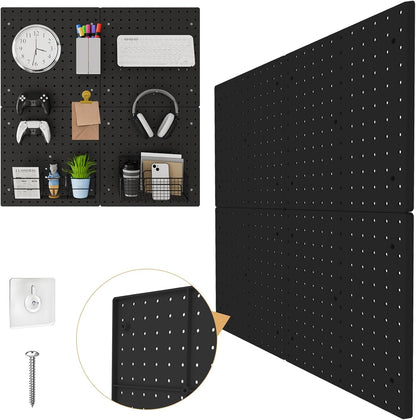 FZK Peg Board with Hooks, Plastic Pegboard Kit with 4 White Pegboards and Accessories, Peg Board Wall Organizer for Office and Craft Room