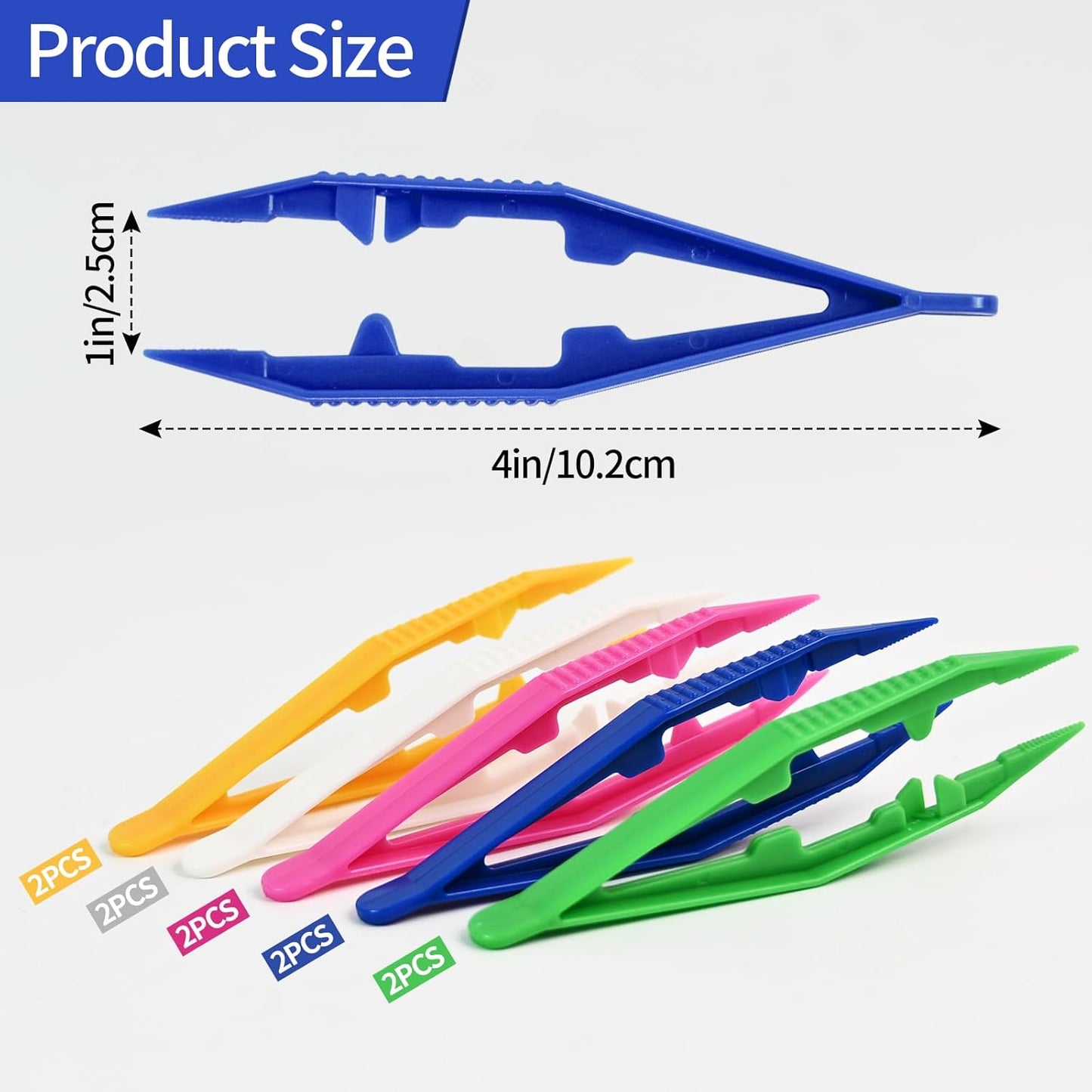 QVYQVY 10PCS Fine Point Bead Tweezers, Plastic Tweezers for Kids, Professional Beading Tools, for DIY Handmade Jewelry Making, Home School Beading Projects, Adults and Kids，5 Colors 2pcs per Color