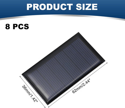 MECCANIXITY 8PCS 1.5V 0.09W 0.06A Mini Solar Panels for Solar Power, Small Solar Photovoltaic Cells Charge DIY Electric Toy Materials Solar System Kits, 1.18" x 1.18"