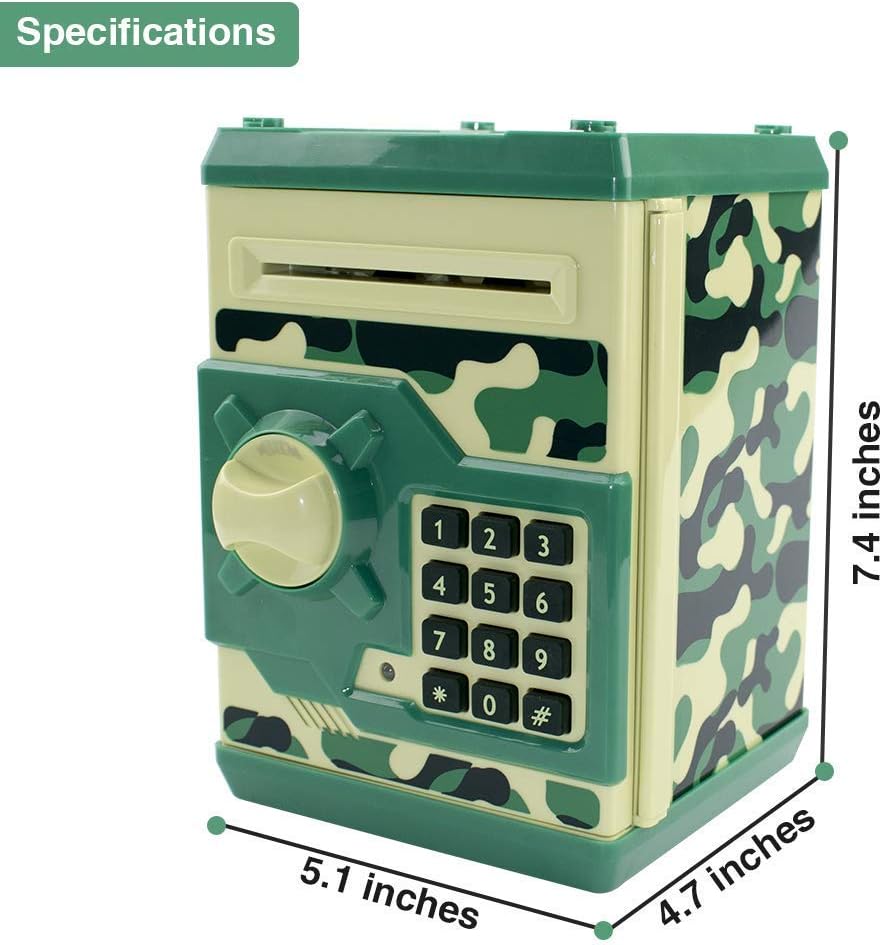 Piggy Bank Electronic Mini ATM for Kids Baby Toy, Safe Coin Banks Money Saving Box Password Code Lock for Children,Boys Girls Best Gift (Silver)