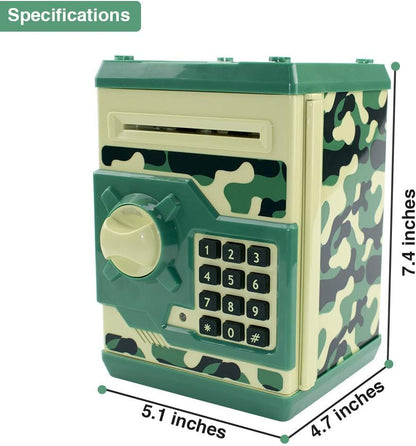 Piggy Bank Electronic Mini ATM for Kids Baby Toy, Safe Coin Banks Money Saving Box Password Code Lock for Children,Boys Girls Best Gift (Silver)