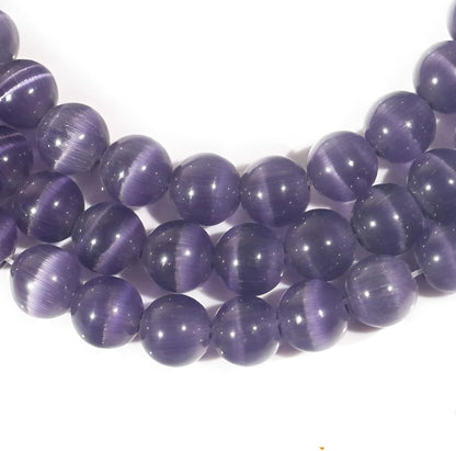 HAAMIIQII 8mm Light Blue Cat Eye Glass Round Crystal Stone Loose Gemstone Beads for Jewelry Making Bracelets Necklaces Earrings Crafts (45-50pcs)