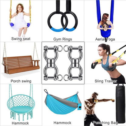 SELEWARE Silent Bearing Swing Swivel, 360° Rotational Device Hanging Accessory with Removeable Buckle for Tree Swing, Hammock Chair, Climbing Rope, Yoga, Kids Swing Swivel 1200LB Capacity, 2 Pack