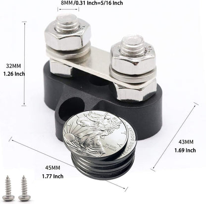 Heart Horse Bus Bar Terminal Block, Power Stud Battery Junction Post 1/4" Power Distribution Block Positive Negative for Truck RV Boat, Dual Power Stud DC 48V 250A (Red & Black Set)