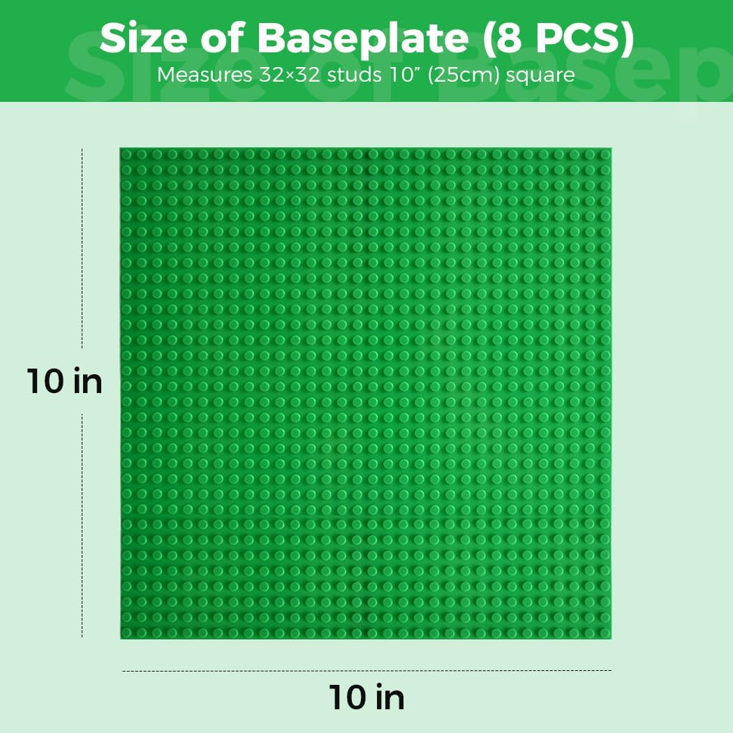 Classic Baseplates Building Plates-10" x 10" Building Boards,100% Compatible with All Major Brands and Activity Table, Creative Platforms Mats for Toy Bricks (Sand, 8 Pack)