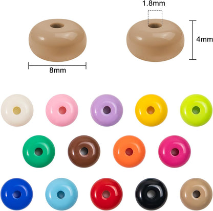 500PCS 8mm Acrylic Lentil Beads, White Abacus Beads Loose Beads for Crafts, Acrylic Spacer Beads for Jewelry Bracelet Necklace Making, Beads for Pens Charms Crafts, Small