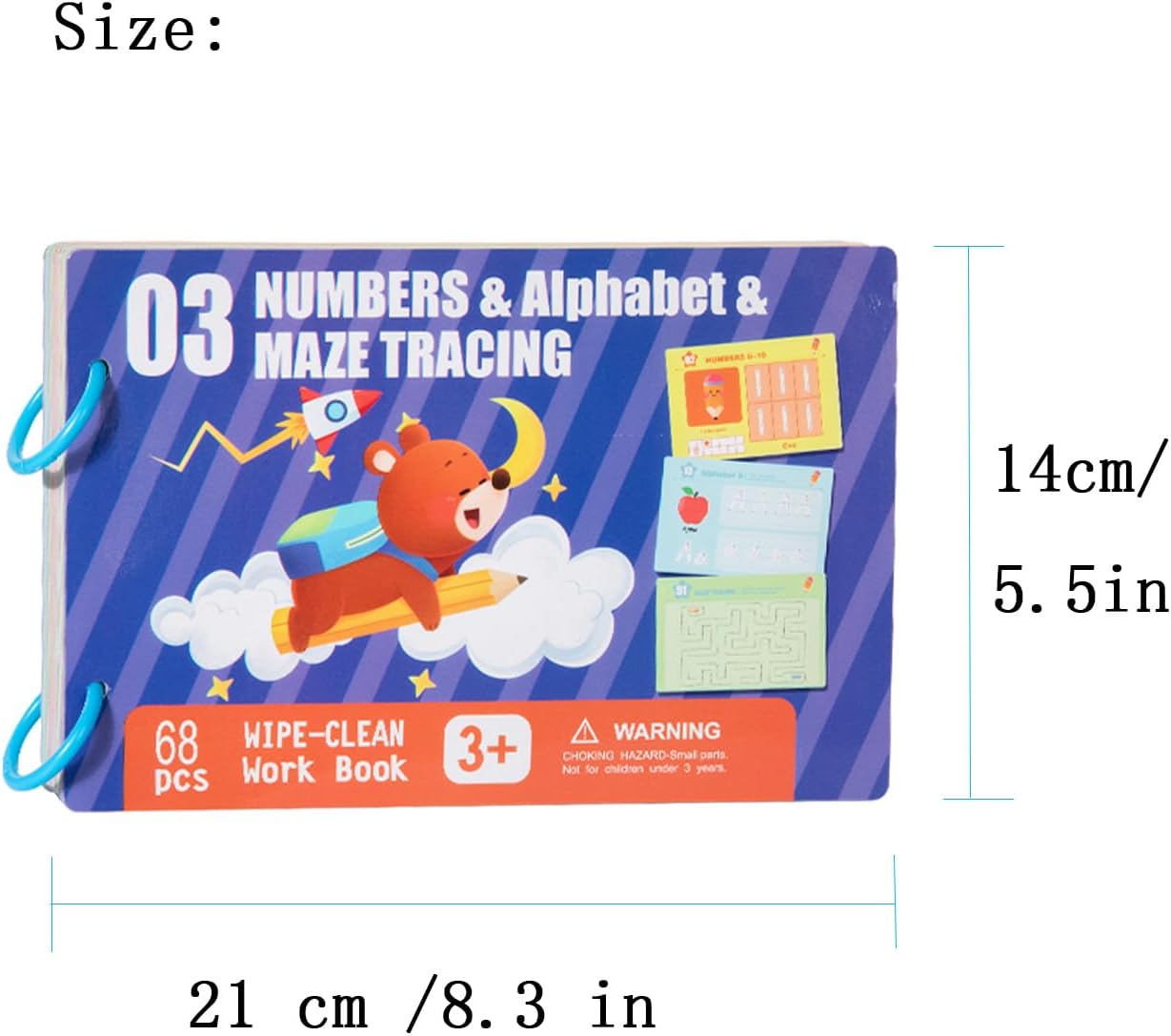 Preschool Handwriting Practice Book, Toddler Letter Tracing, Kindergarten Number Workbooks, with 68 Pages Reusable Magic Educational for Kids, Montessori Learning Activities, Toys for 3 4 5 Year Old