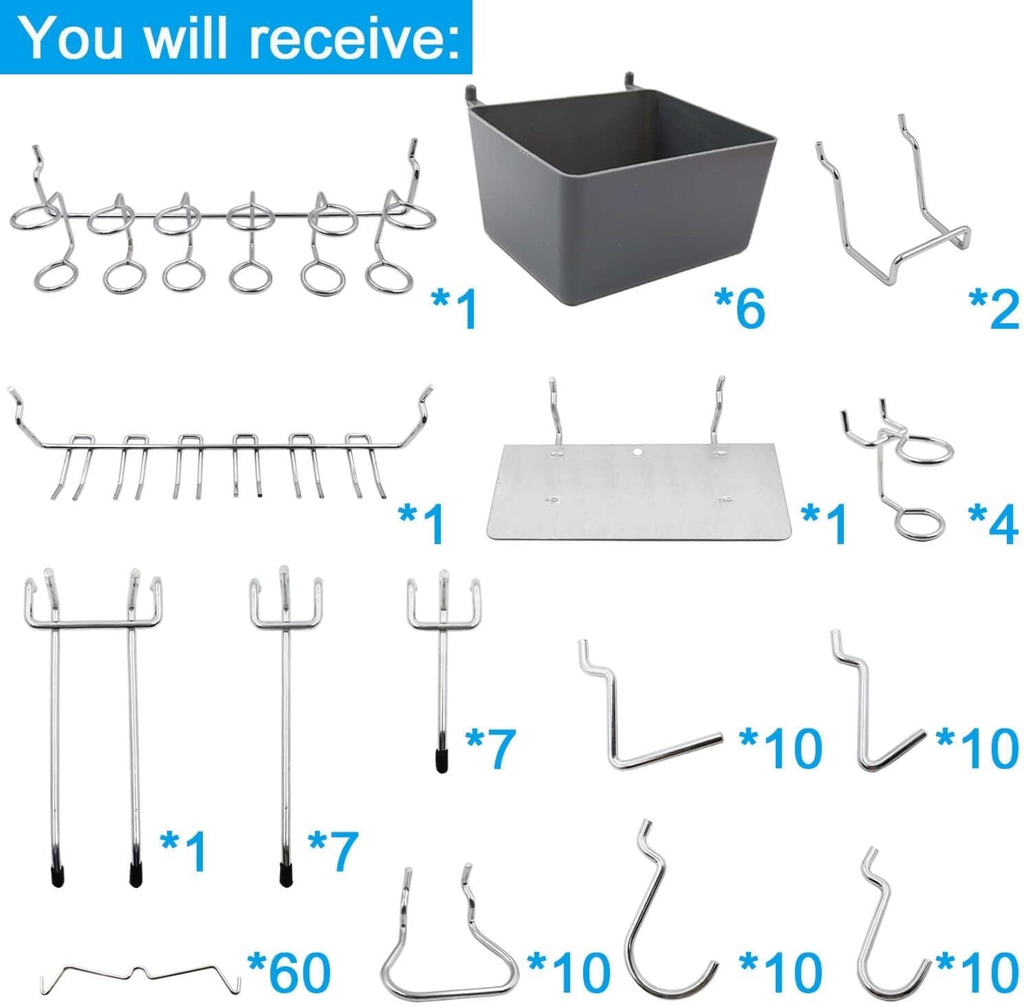 Pegboard Hooks, with Bins, Peg Locks, for Organizing Various Tools, 188 PCS, 80 of Which are Locks
