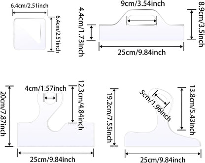 Router Templates, 4pcs Acrylic Charcuterie Board Handle Template, LYMOI Clear Cut Board Thick Handle Template, Angled Curvy Tracing Stencils Cut Guide Tools for Kitchen Woodworking. (Style 1)